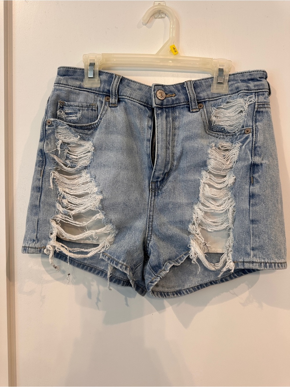 American Eagle Outfitters Light Blue Distressed Denim Shorts